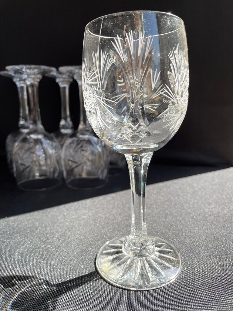 Cristal de Bohème - Verres à eau ou à vin (6) - Moderne milieu de siècle - Cristal taillé main