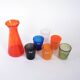 Colourful set of glasses and carafe, Scherzer Bavaria, 1980s, made in Germa