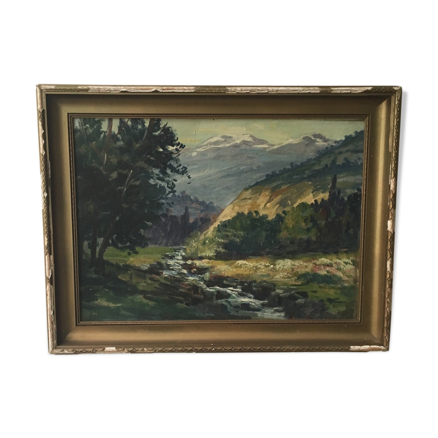 Painting oil mountain landscape