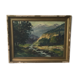 Painting oil mountain landscape