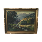 Peinture huile paysage de montagne