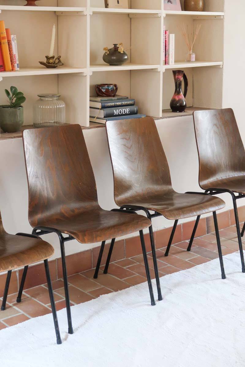 set of 10 vintage stackable chairs