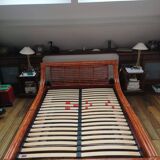 Set consisting of a 140x190 double bed by Roche Bobois designer Maugrion + 2 bedside tables