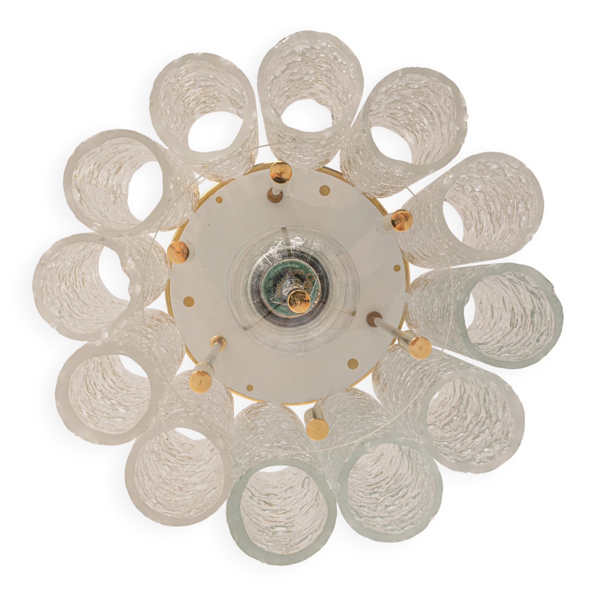 Pair of Murano glass tube pendants by Doria, Germany, 1960s.