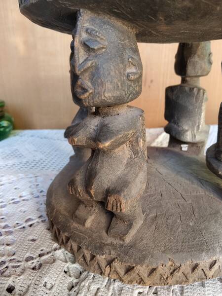 African art, tribal art, antique caryatid stool