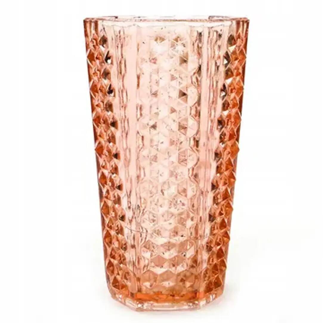 Studs vase, modernism, rose glass, Ząbkowice, Poland, 1970s