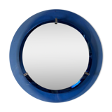 Miroir encadré d’un cercle de verre bleu, italie vers 1950