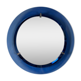 Mirror framed by a blue glass circle, italy circa 1950