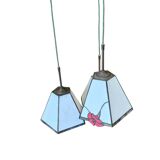 3 light chandelier with glass shades / Art Deco