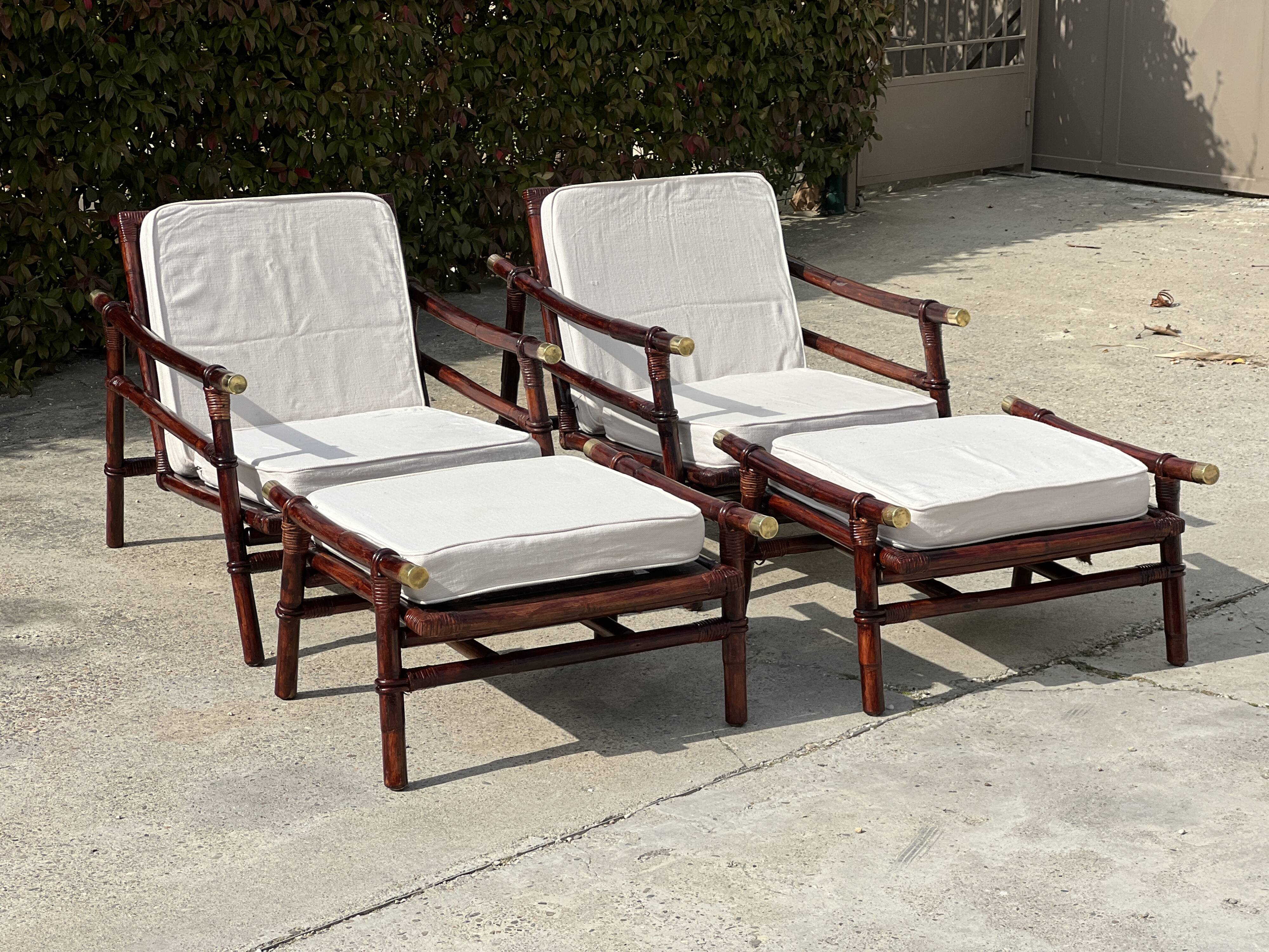 Pair of armchairs and ottomans by John Wisner for Far Horizons – Ficks Reed, 1954