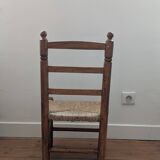 Chaise enfant en bois et paille