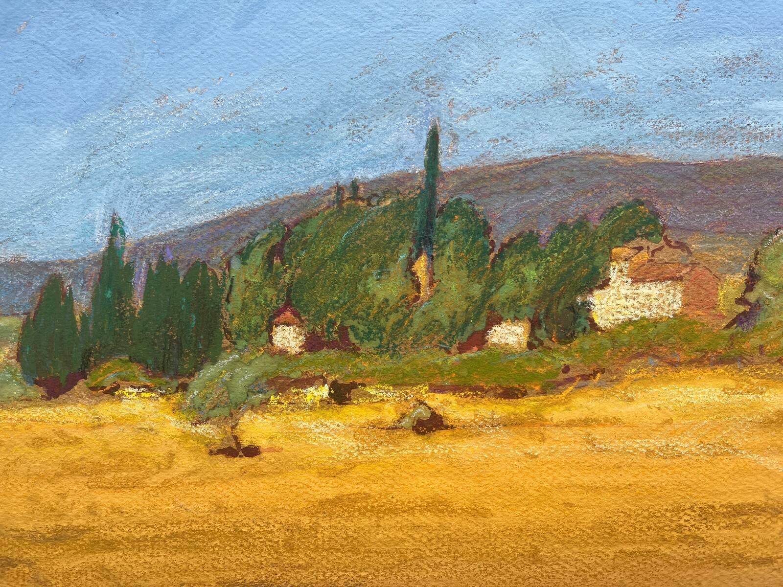 Tableau study Pastel attr. Ed. Pannetier (1884-1965) sunny countryside