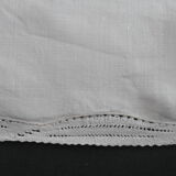 Hand-embroidered linen teacloth or overnappe