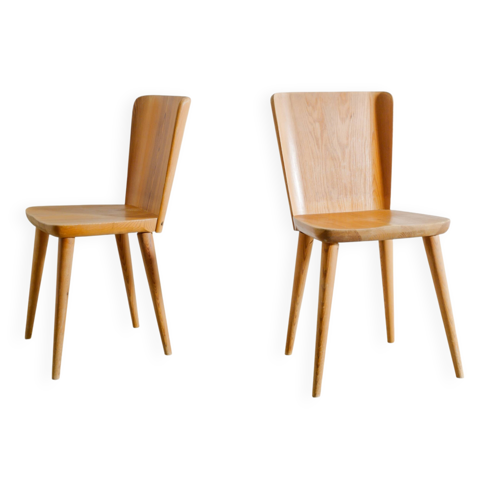 Pair of Swedish Wooden Dining Office Chairs by Göran Malmvall, 1940s