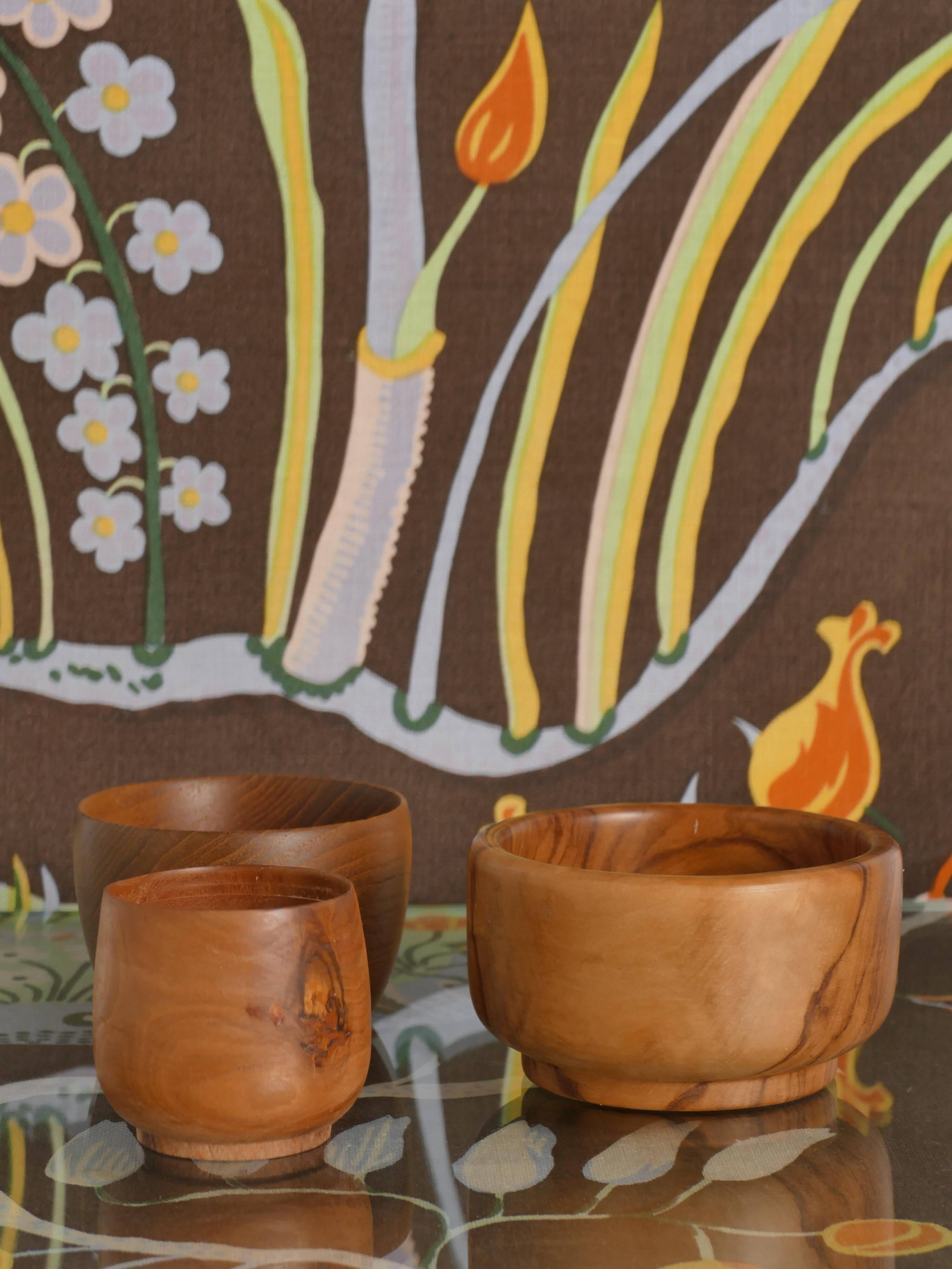 Mid-Century Modern Wood Bowls, Sweden, Set of 3