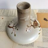 Vintage vase faience sparrow bird signed arnaldo italian ceramic