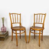 Paire de chaises bistrot cannées Mundus Ungvar Ungarn 1900