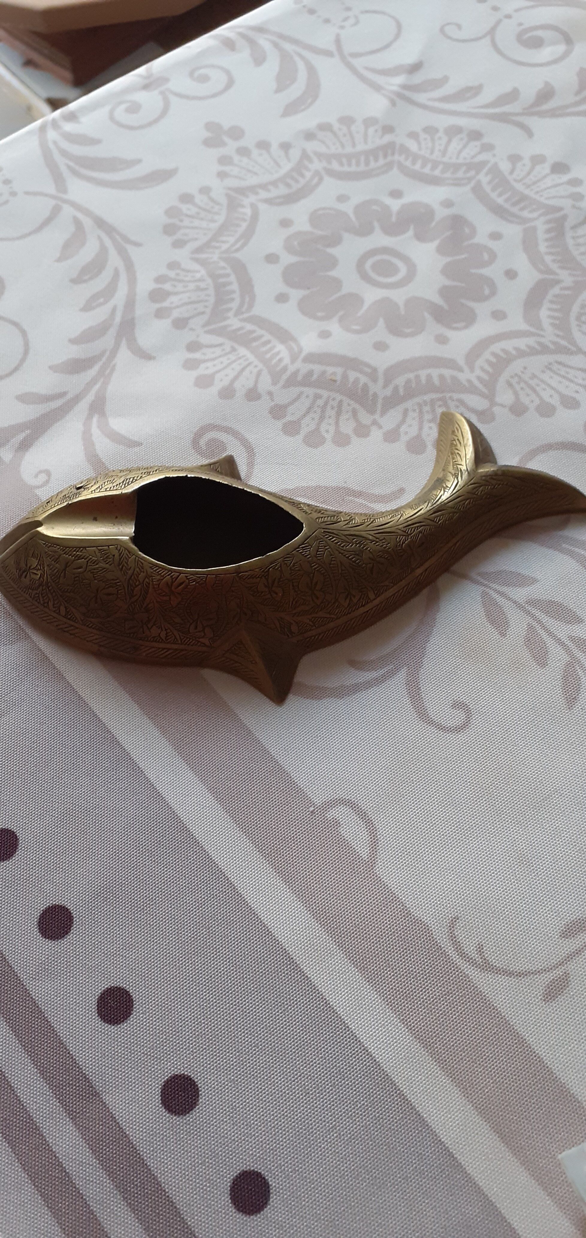Old brass ashtray, fish shape