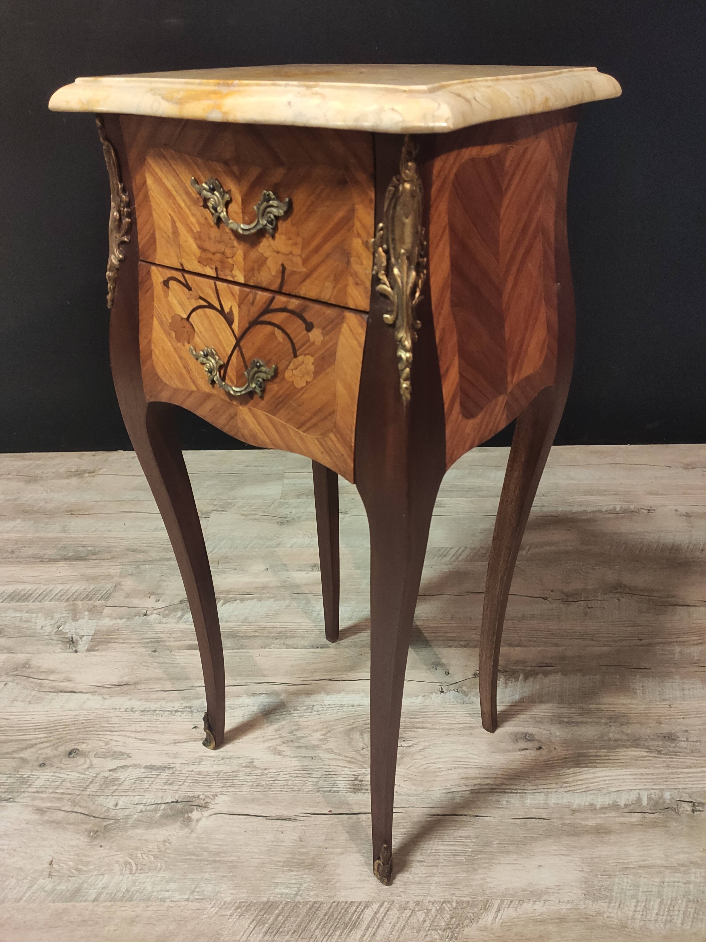 Pair of narrowed bedside tables in the style of Louis XV