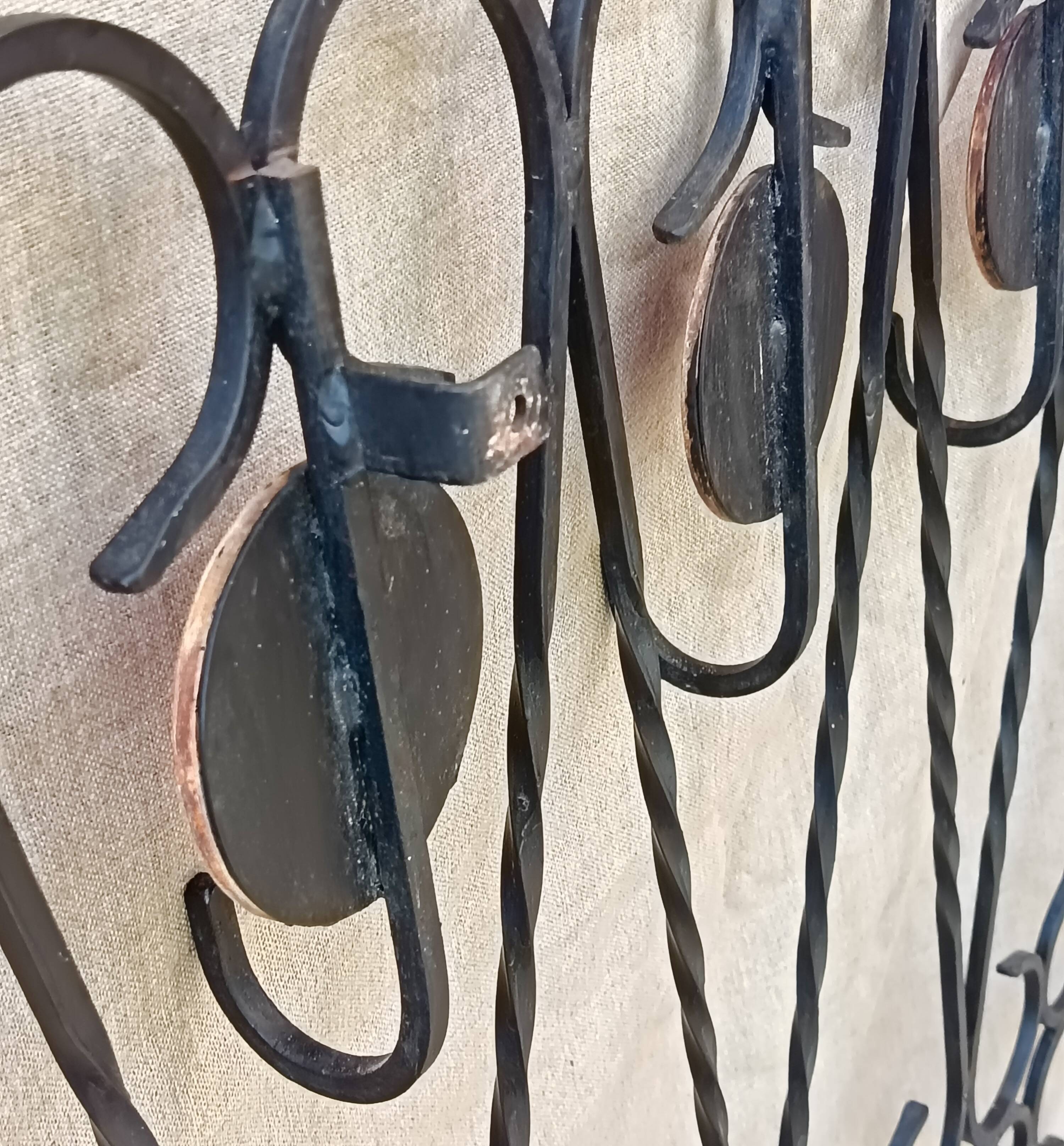 Coat hook, wrought iron and ceramic coat rack