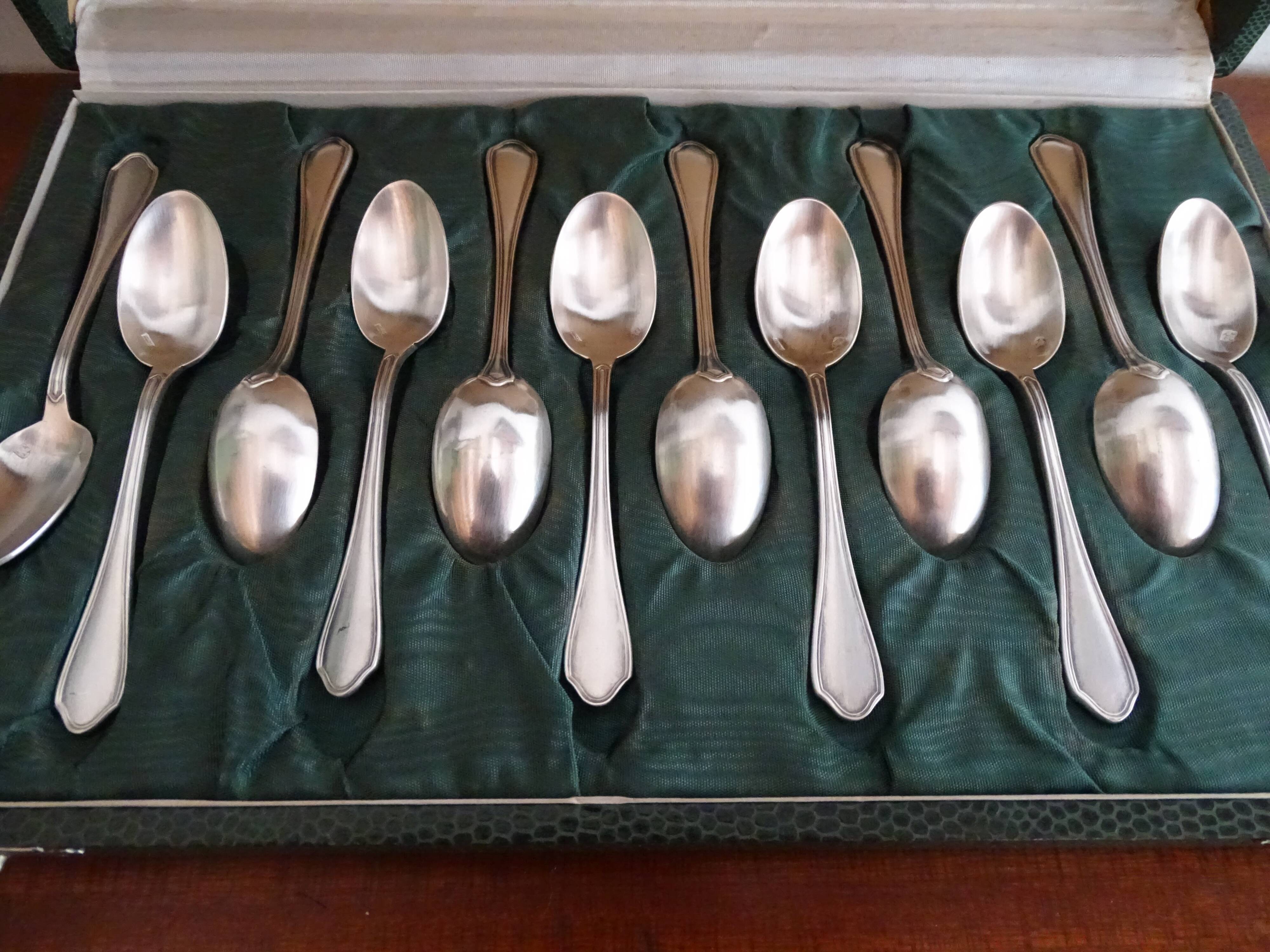 Set of 12 mocha spoons Ravinet Denfer in silver metal