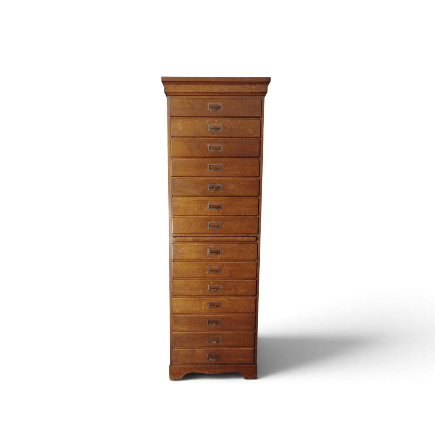 Danish Oak Archive Cabinet with Pull-Out Shelf, ca. 1925–1950