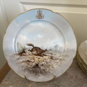 Antique 6x Sèvres Porcelain Plates Lahore & Basket 19th Century Hunting