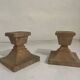 Pair of square teak candle holders — Scandinavian / natural style