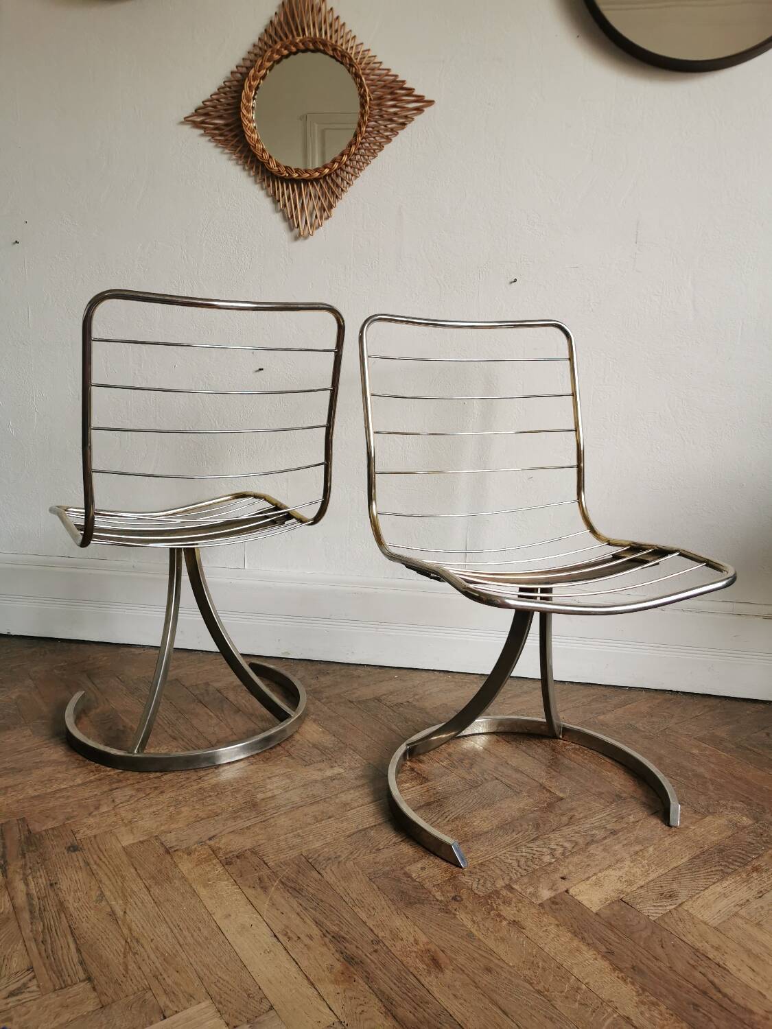 Paire chaises dorées