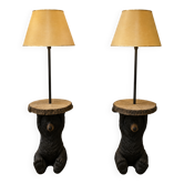 Paire de lampes de sol représentant des ours noirs