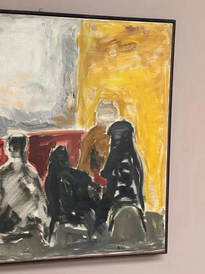 Original Danish Oil on Canvas“Figurative Composition” by Max Bilde