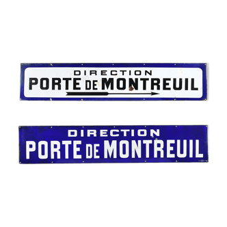 Plaques émaillées « Direction porte de Montreuil »