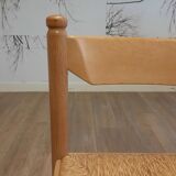 Ensemble de 4 chaises en bois et jonc, années 1970