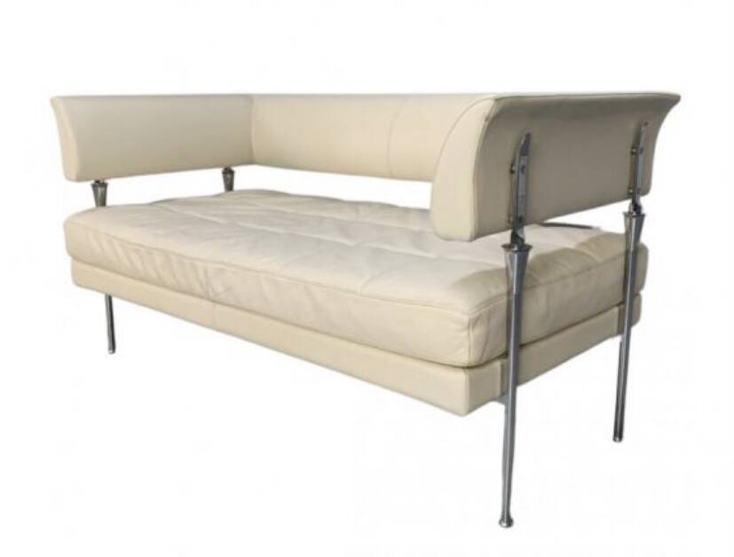 Poltrona Frau cream leather sofa by Luca Scacchetti Leather bench