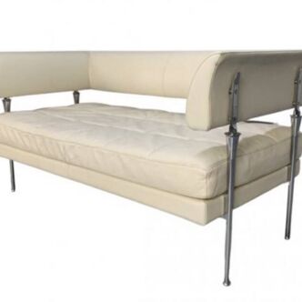 Poltrona Frau cream leather sofa by Luca Scacchetti Leather bench