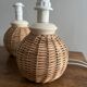 Pieds de lampes de chevet boule en rotin tressé