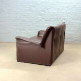 Afra and Tobia Scarpa for B&B Italia Chocolate Brown Leather Two Seat Sofas