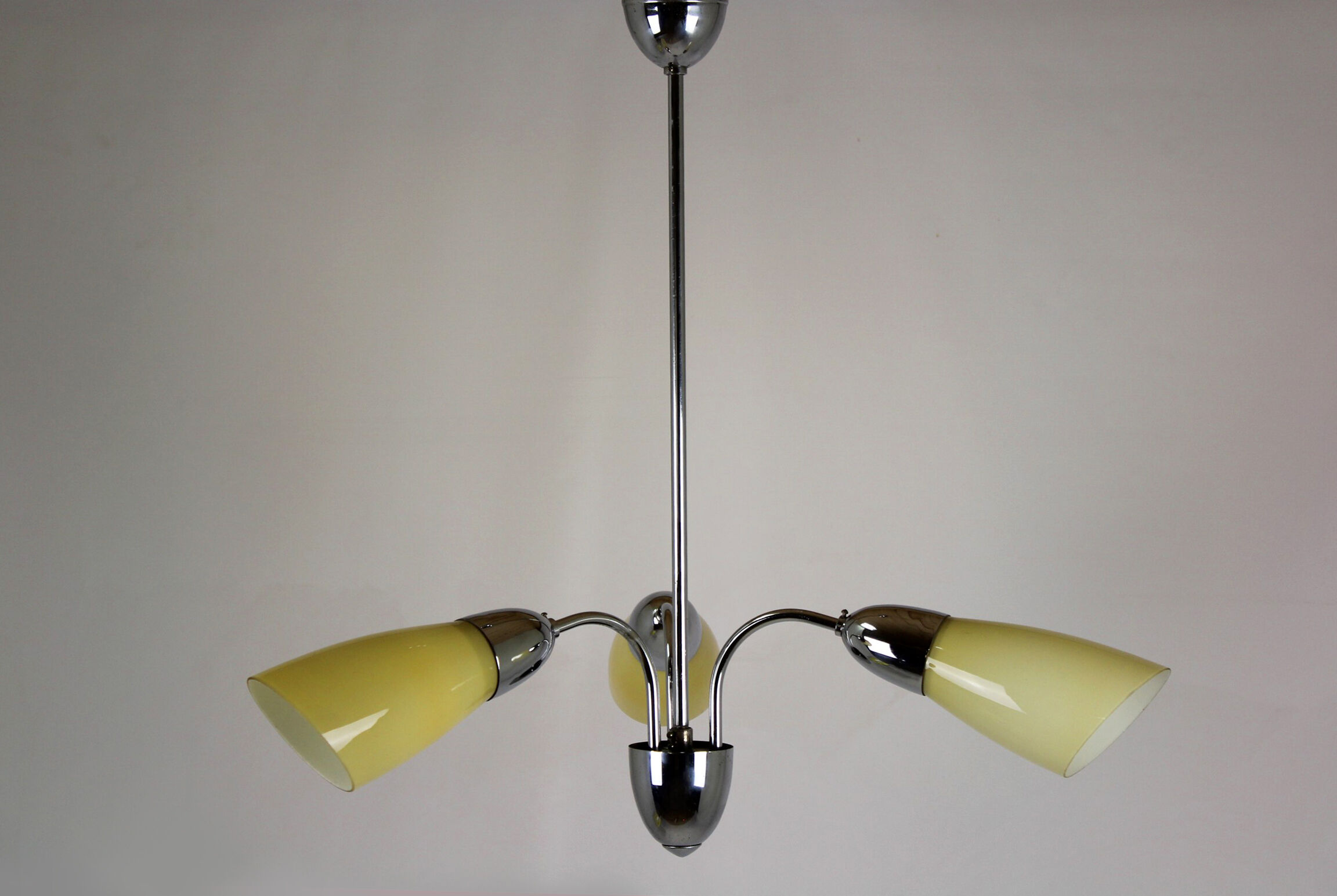 Vintage Chrome Three-Armed Ceiling Lamp from Instala Decin, 1950s