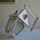 Vintage 1950 wall lamp lantern in wrought iron and glass