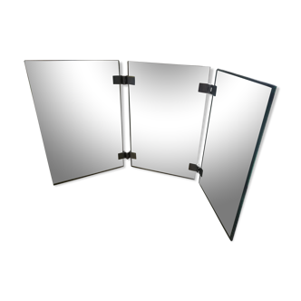 Miroir triptyque années 70 art déco 65x37cm