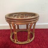 Vintage pouf  in rattan and bamboo