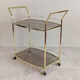 Serves golden trolley bar with wheels, in golden brass of the 80'S