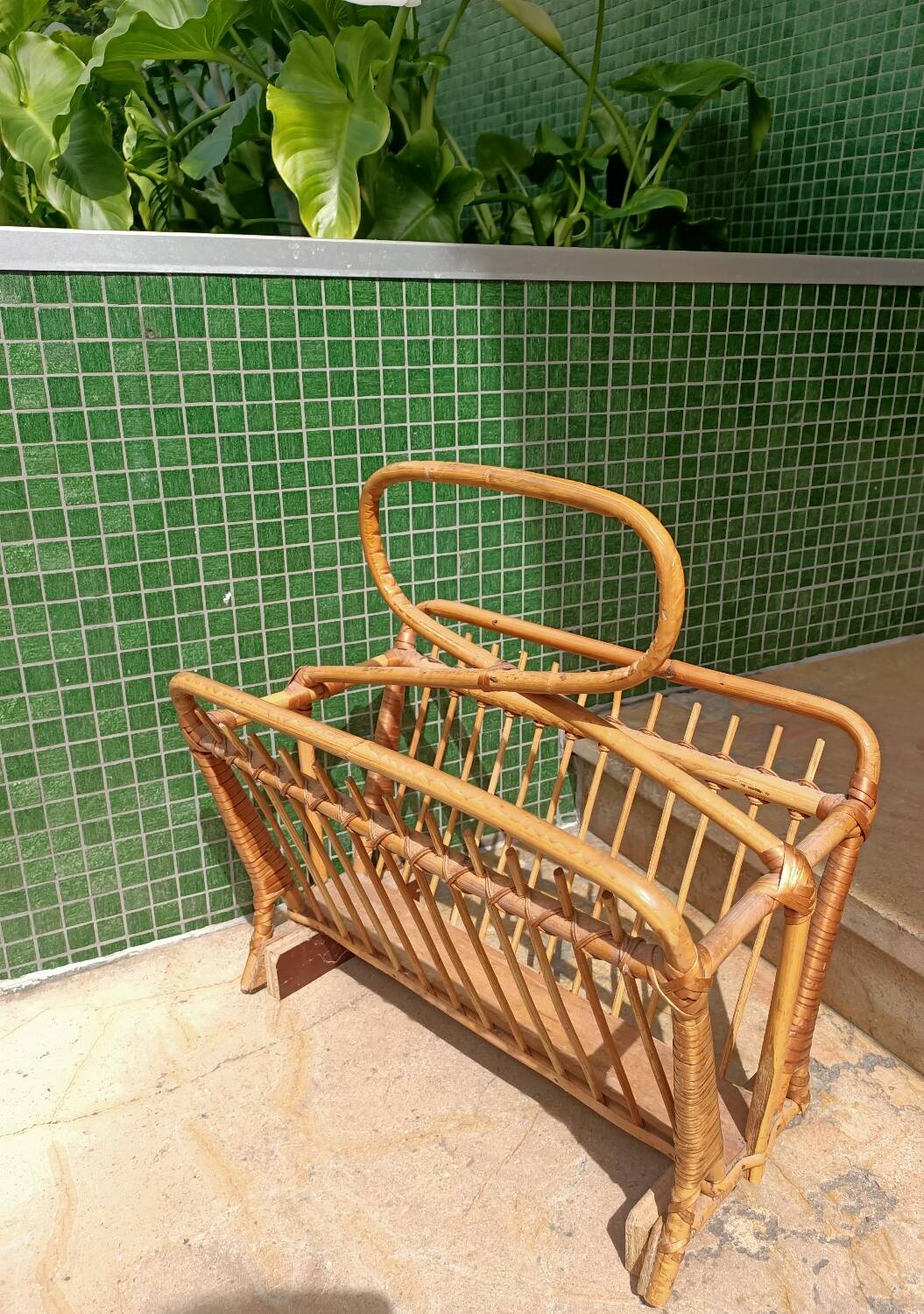 Rattan magazine rack