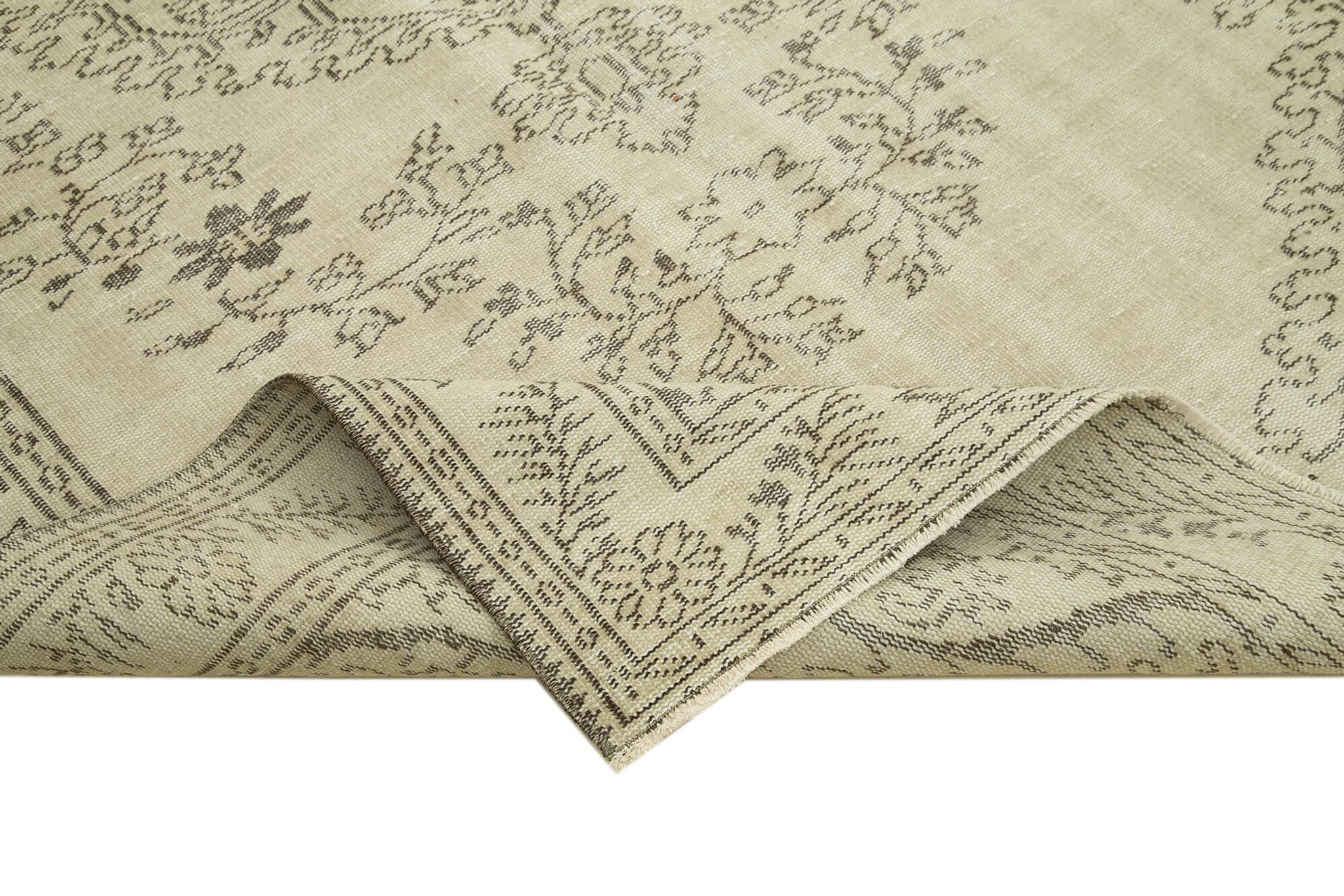 Handwoven rustic anatolian beige carpet 177 cm x 291 cm