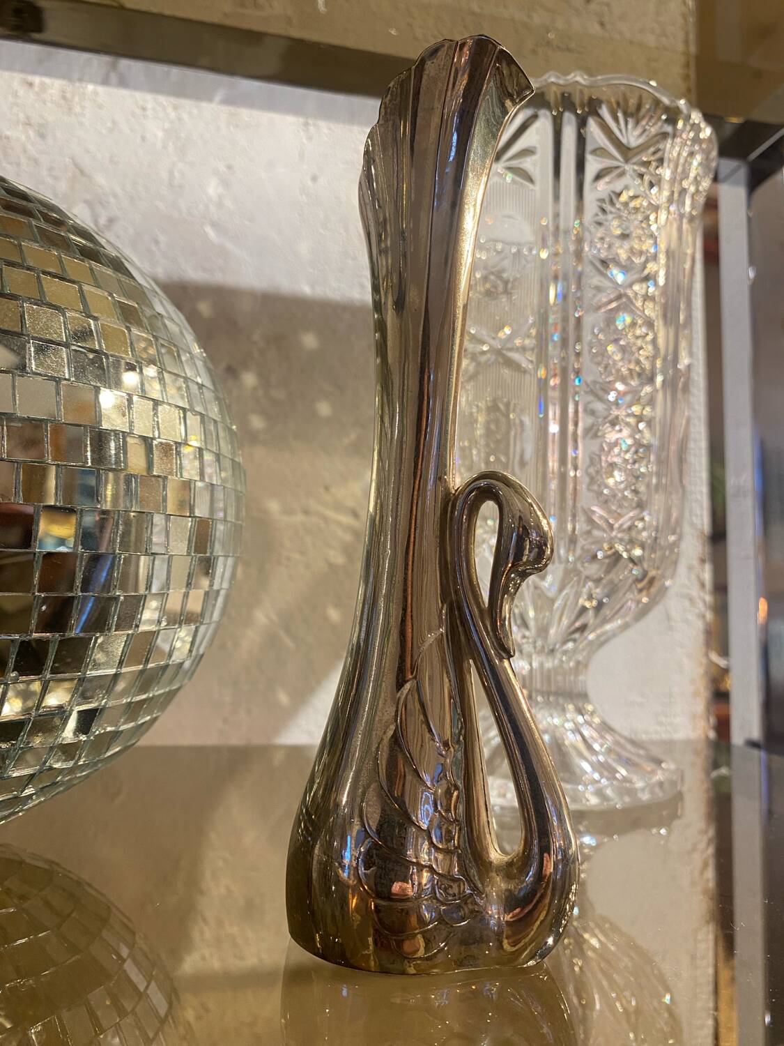 Art deco swan soliflore vase