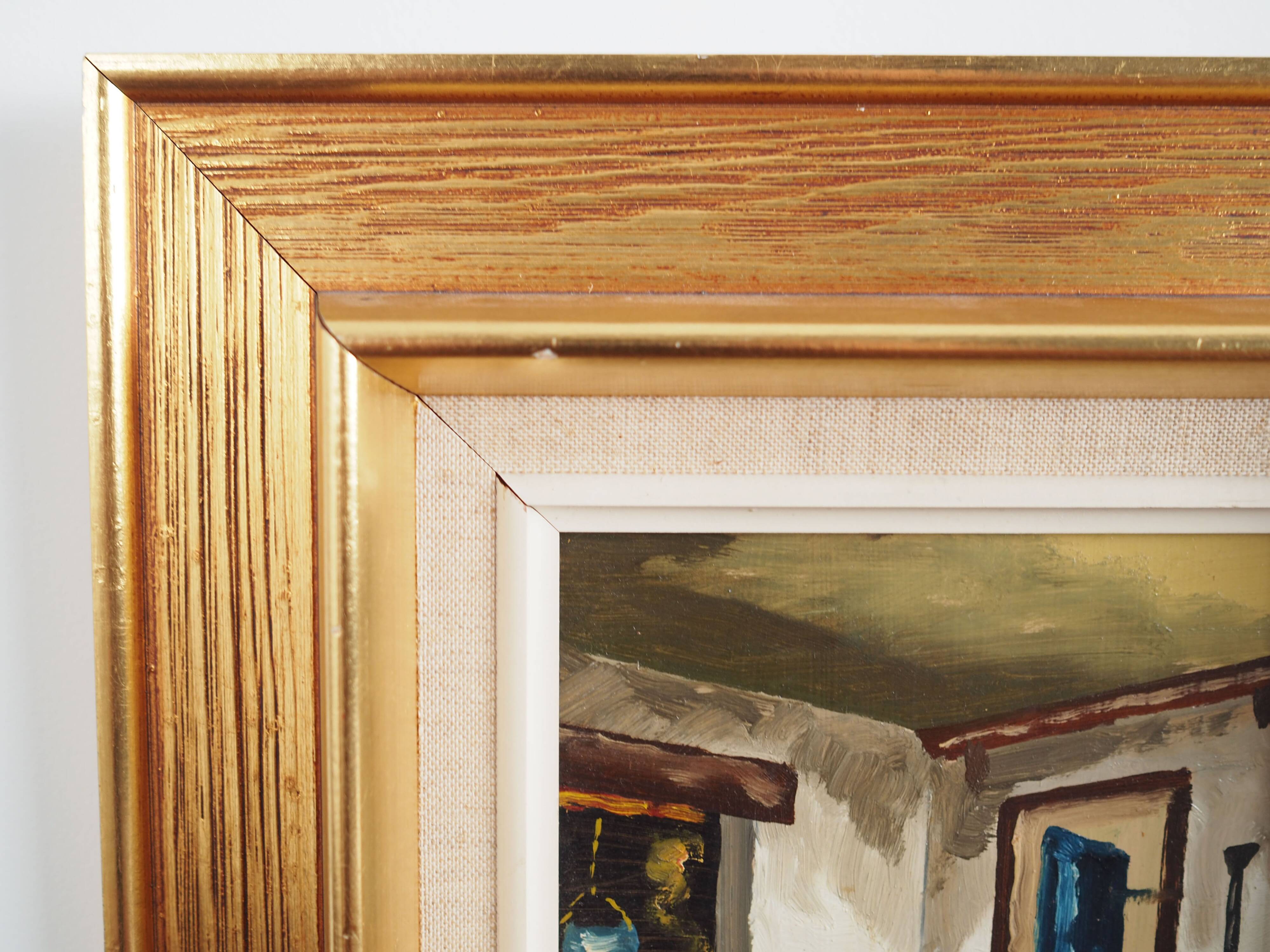 Painting „The Village Chamber”, Scandinavian design, 1970s