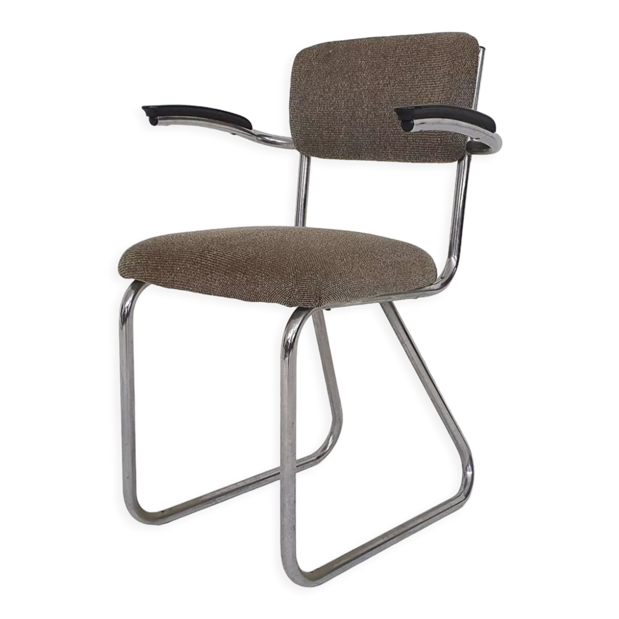 Gispen dining chair with tubular frame, model 212, The Netherlands 1950's