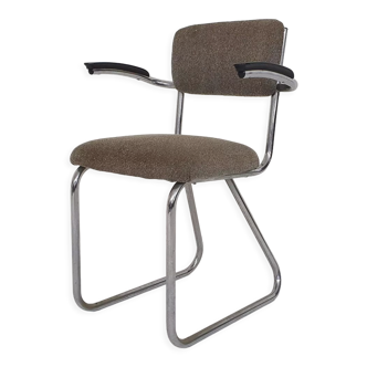 Gispen dining chair with tubular frame, model 212, The Netherlands 1950's