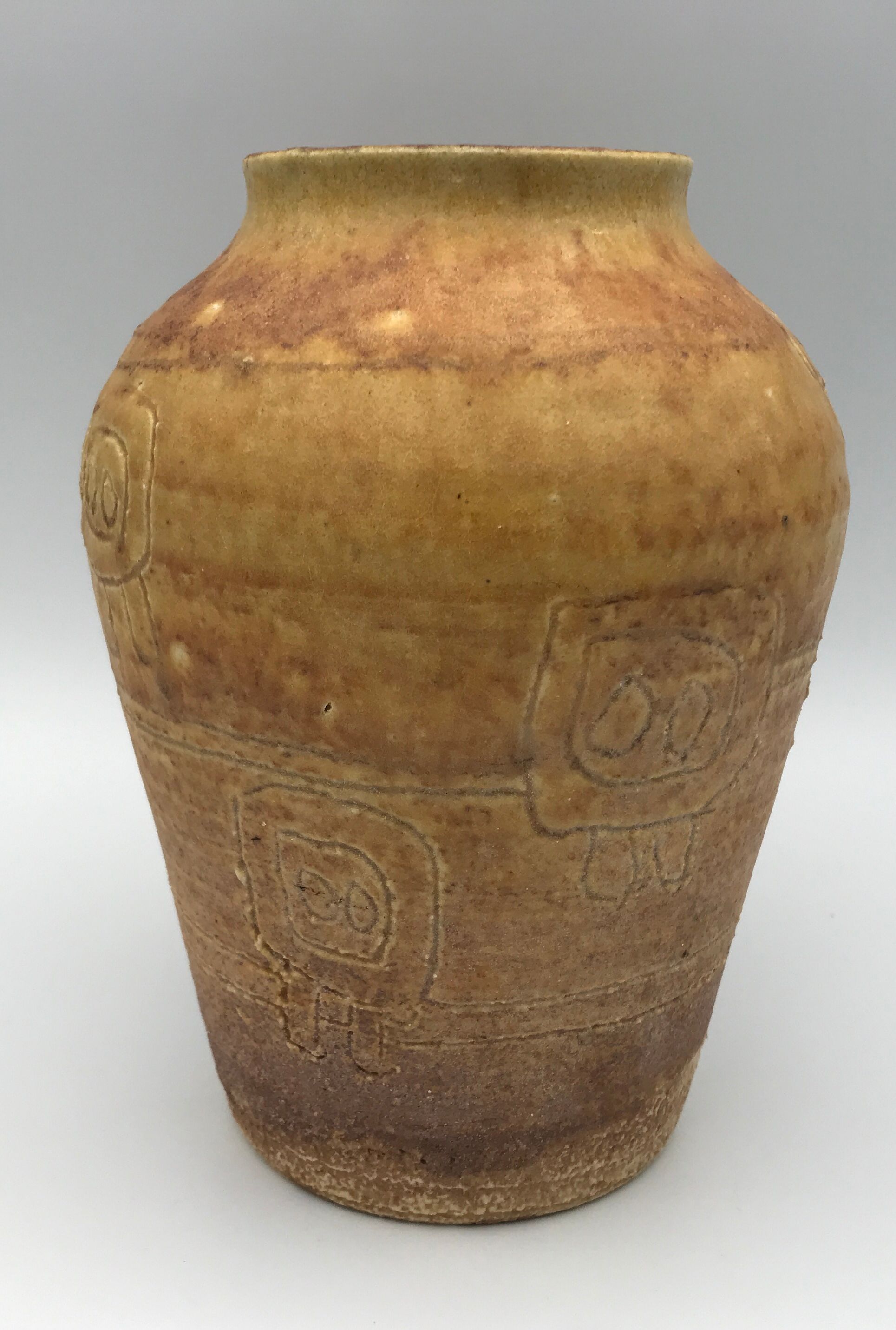 Artistic Vase in Ceramic ACOLAY style Brutalist, vintage, signed Hubert GUY