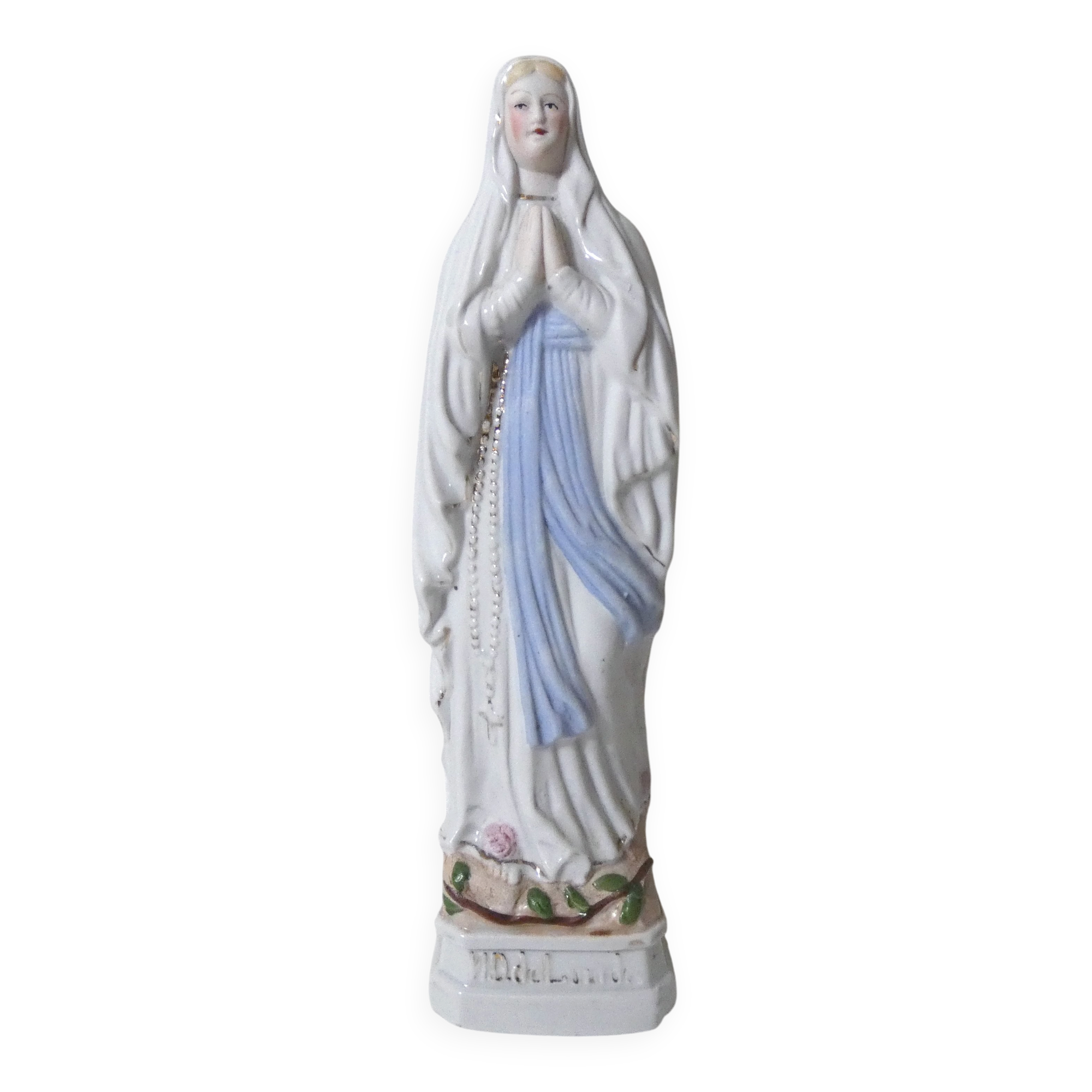 Old Virgin Mary statue in biscuit 25.5 cm